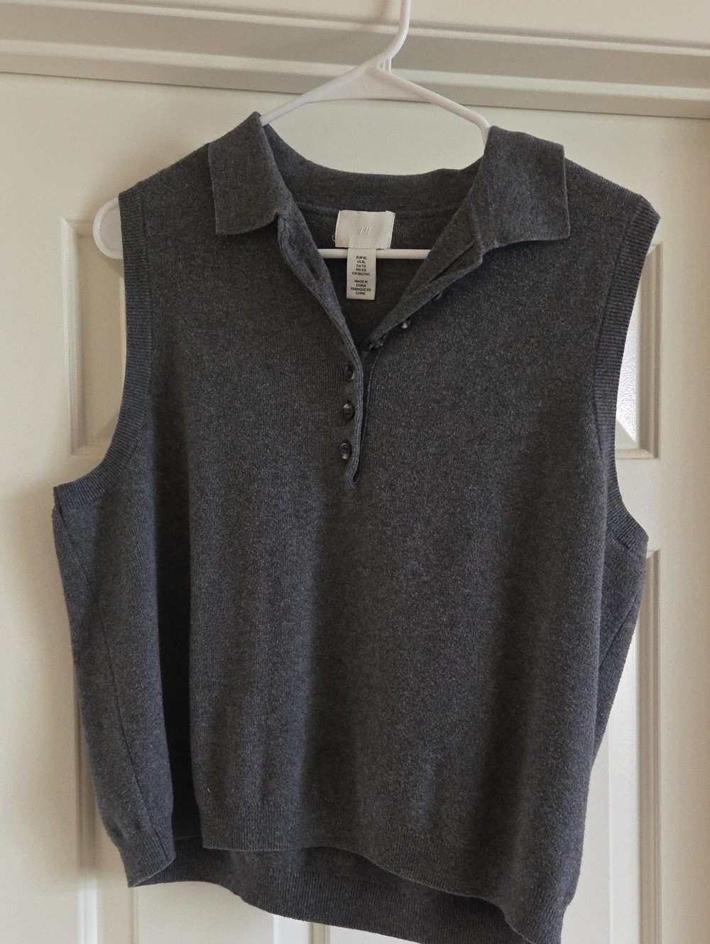 H&M Sleeveless V-Neck Sweater Gray XL